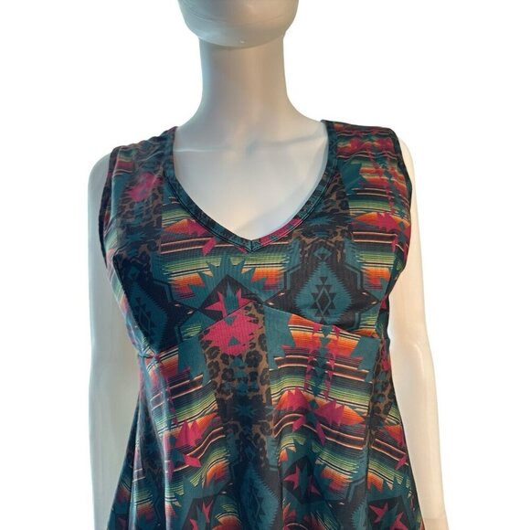 Crazy Train River Bend Swim Tankini Top Aztec Print Black with Multi Size M NWT - Picture 3 of 7